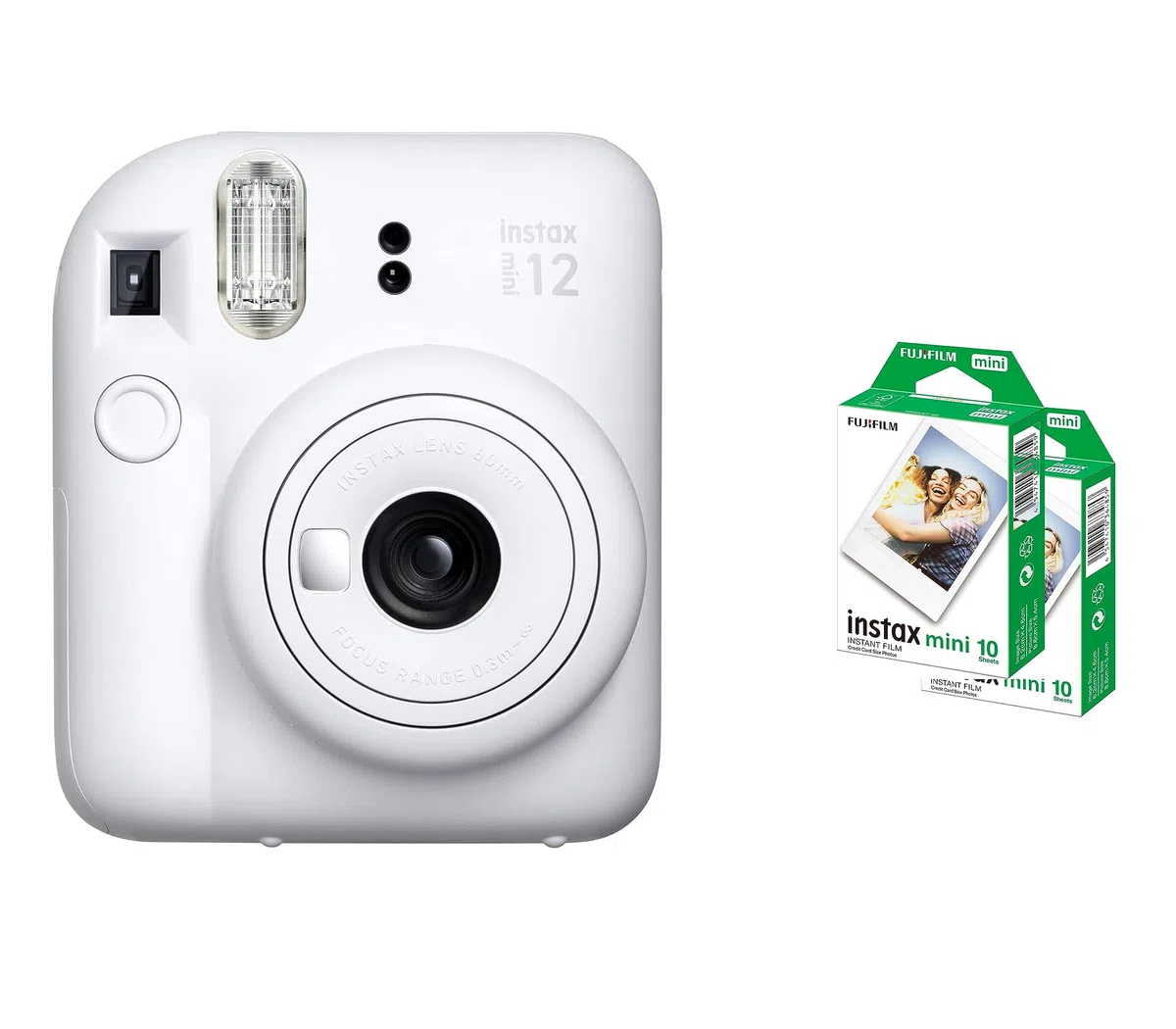 Fujifilm Instax Mini 12 Sofortbildkamera - Clay White + 2 Pack Film