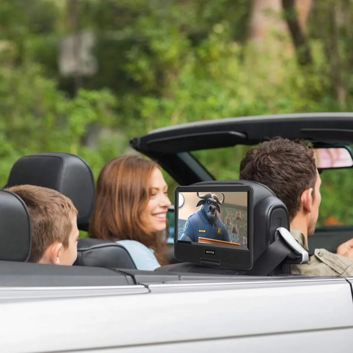 WONNIE Tragbarer DVD-Player, 19,1 cm DVD-Player für Kinder und Auto, schwenkbarer Bildschirm, unterstützt SD-Karte, USB, CD, DVD mit AV IN/OUT Integrierter 4 Stunden wiederaufladbarer Akku