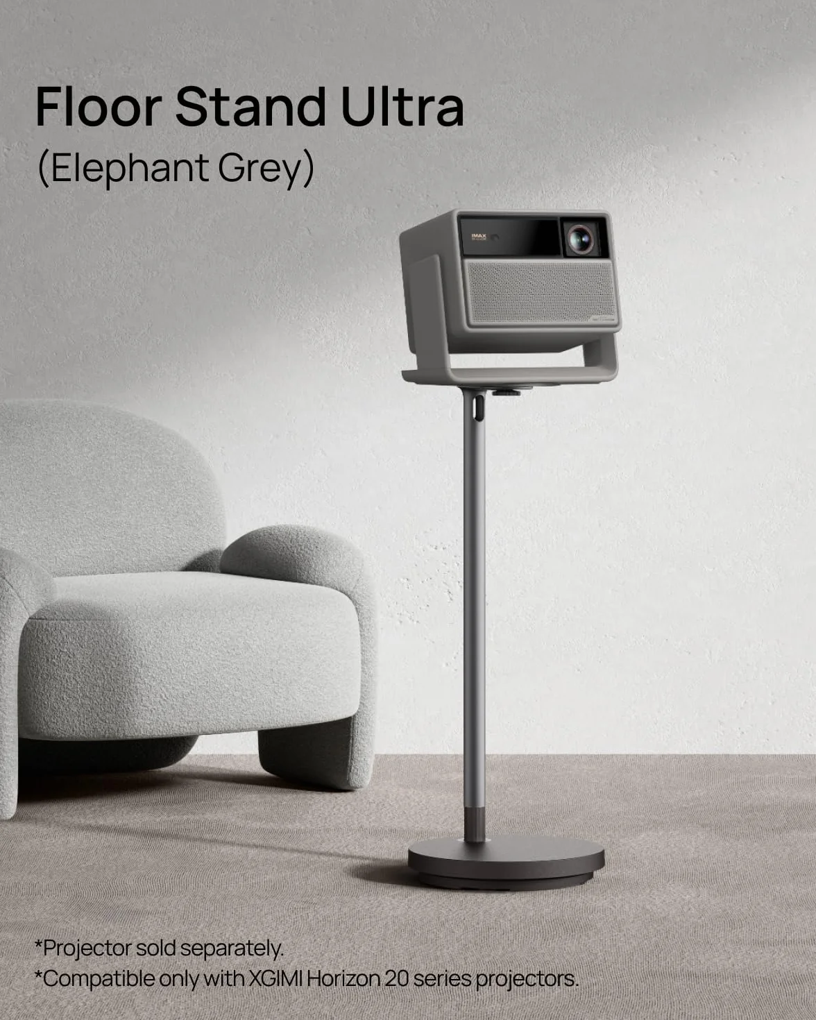 XGIMI Bodenständer Ultra (Elefantengrau) für Horizon 20 Serien | Aluminium in Luftfahrtqualität, 10kg Tragkraft, verstecktes Kabelmanagement & Fach