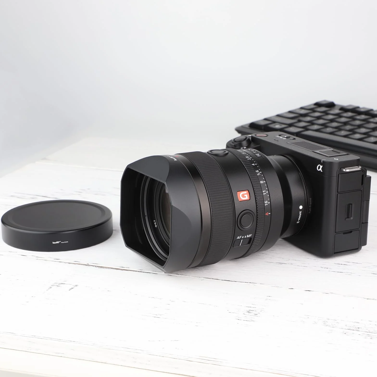 Haoge Gegenlichtblende Bajonett Metall eckig für Sony FE 35mm F1.4 GM, FE 50mm F1.4 GM(mit Metall-Frontkappe), ersetzt Sony FE35mm F1.4 GM Hood ALC-SH164