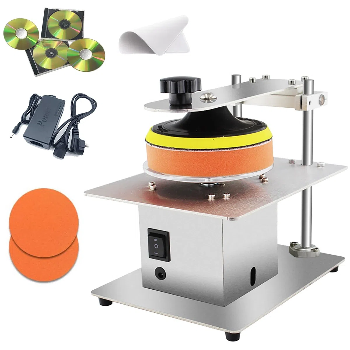 Scheibenpoliermaschine, 200W Elektrischer Reiniger mit 6 Geschwindigkeiten einstellbar, Vorwärts- & Rückwärtsfunktionen für Scheibenreparatur und Datenwiederherstellung