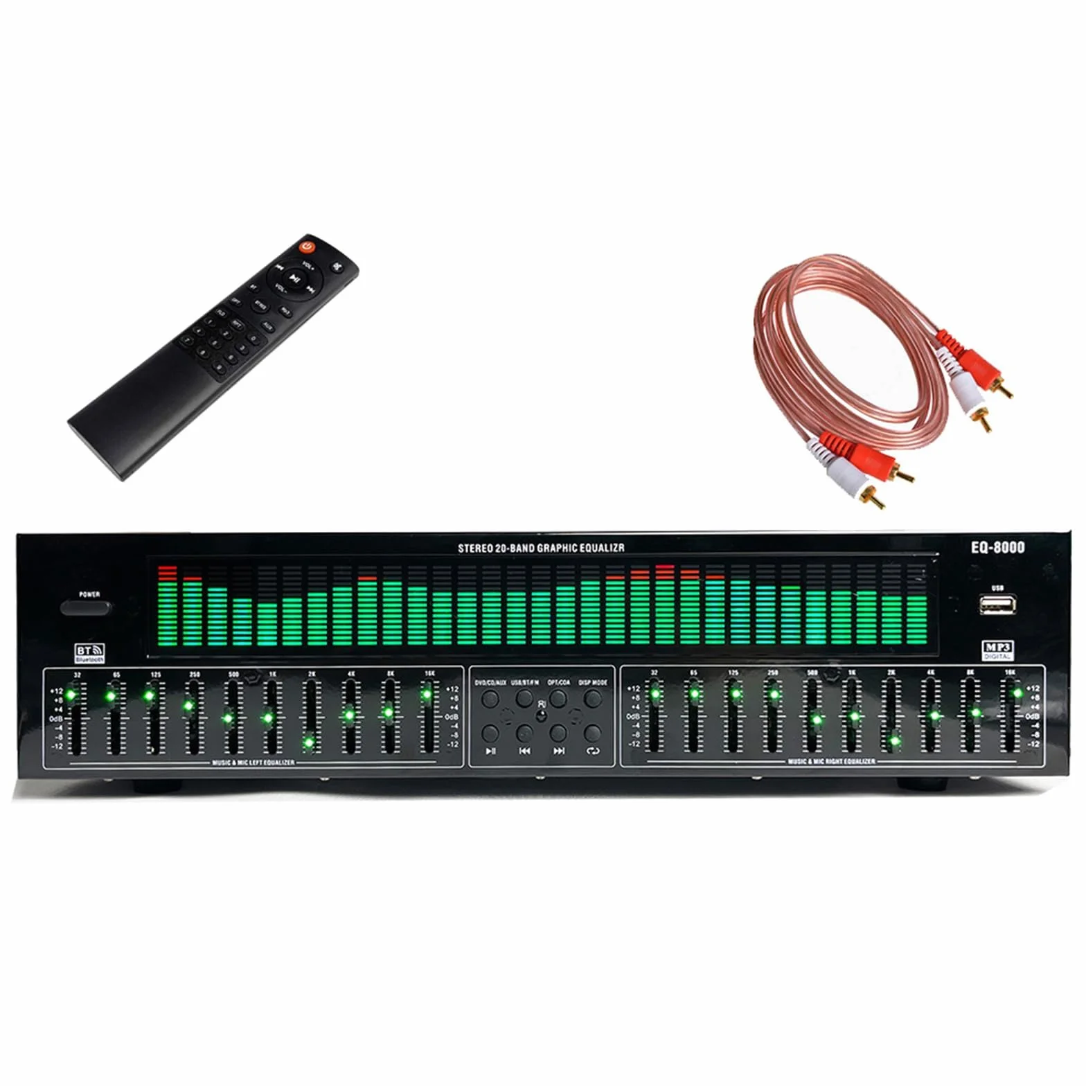 Professioneller Grafischer Equalizer HiFi, 31-Band-Digital-Equalizer, Bluetooth 5.4 Optische Koaxiale Digitale Audio-Decodierung, Doppelte 10-Band-unabhängige Abstimmung, Für Zuhause, Studio