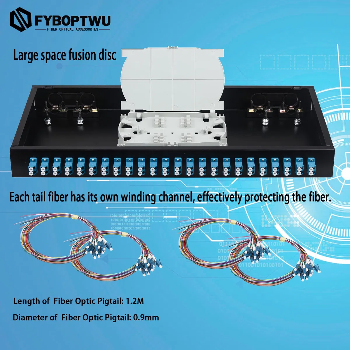 24 Duplex Singlemode 48 Port LC Rack Mount Gehäuse Box + Spleißschalen Glasfaserkabel Spule LC-UPC Kit (enthalten Pigtail & Kupplungen), 48 Core LGX Patch Panel Box passt für 19" Racks