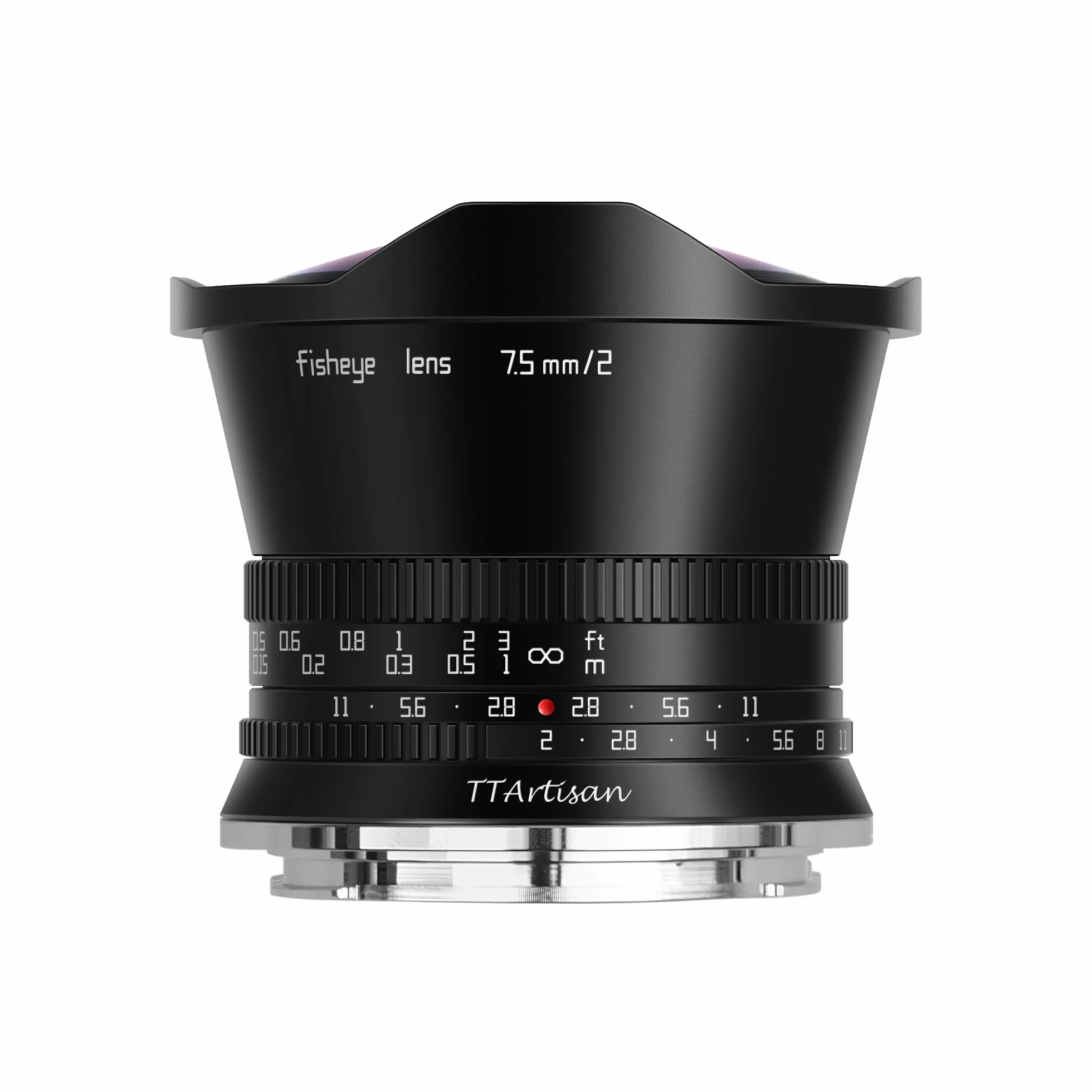 TTARTISAN APS-C 7,5mm F/2 Fisheye X, Ultra-Weitweitobjektiv manuelles Objektiv für Fuji-Bajonett X-A1 X-A10 X-M5 X-H2 X-T1 X-T10 X-T20 X-T30 X-T50 (X-Bajonette)