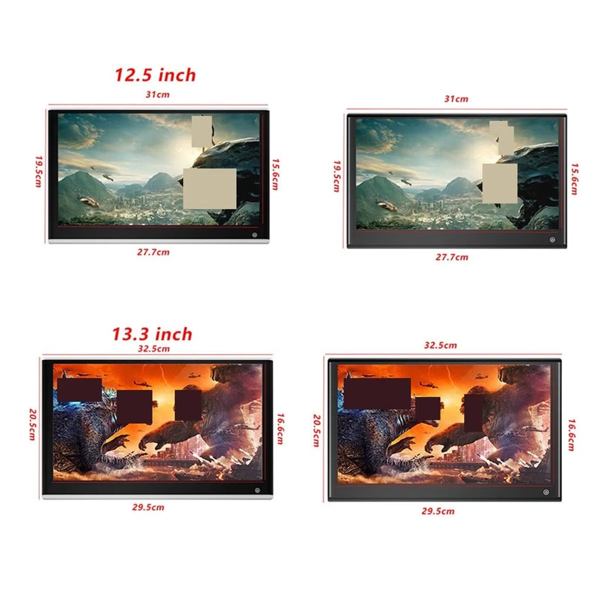 Kopfstützenmonitor 13-Zoll-IPS-Bildschirm Fahrzeuganzeige mit HDMI-Ausgang Spiegelung Rücksitz-Auto-Videoplayer(1 PCS Silver 11.6)
