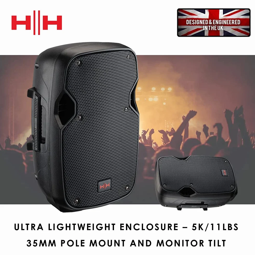 HH Electronics VECTOR by HH Electronics - VRE-8AG2 - Portable 300 W 8 inch 2-way active speaker with 2 Ch mixer, Bluetooth V5.0, SD & USB