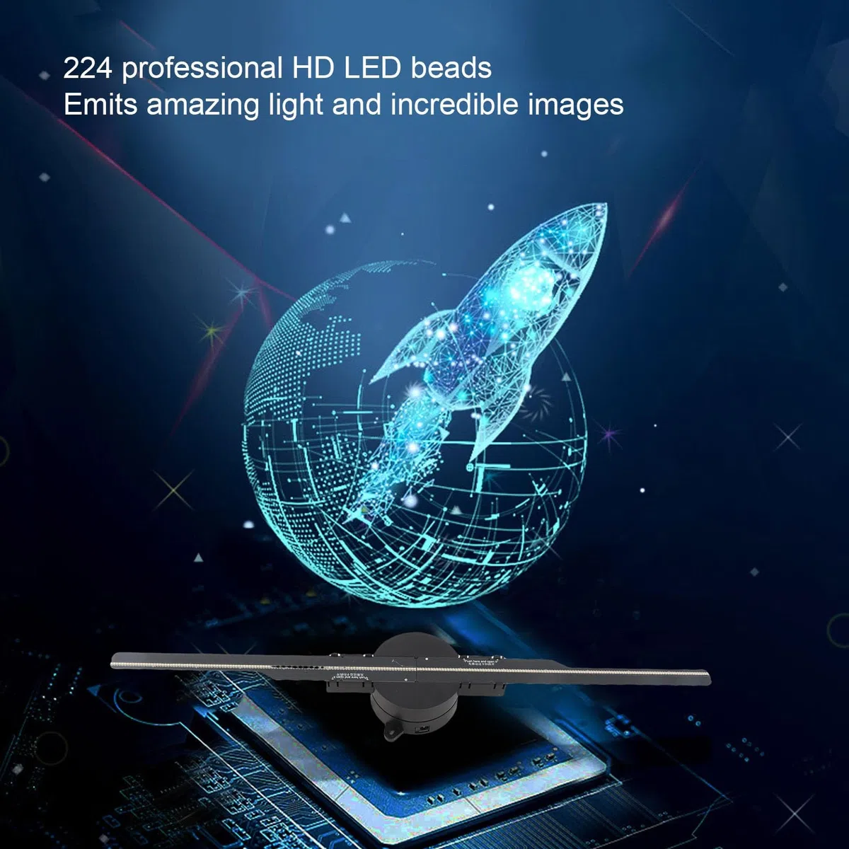 3D Hologramm Ventilator 42 cm (16.5 Zoll) WiFi Projektor 2000x224 224 LED Lichtperlen Werbemaschine für Geschäftsdisplay