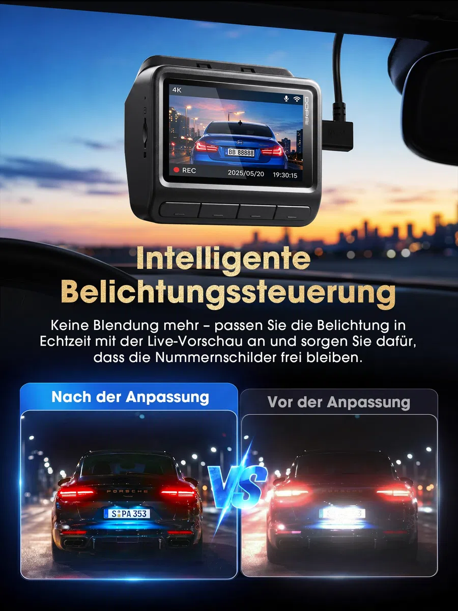 DDPAI Z60 Master, 4K+2K Dashcam Auto Vorne Hinten, STARVIS2 IMX678, Dual HDR Dash Cam, Gratis 64GB Karte, 5G WiFi6, 2K/60FPS, GPS, 3" IPS, AI ISP Night Vision, 24 Stunden Parkmodus, ADAS, 4G Verfügbar