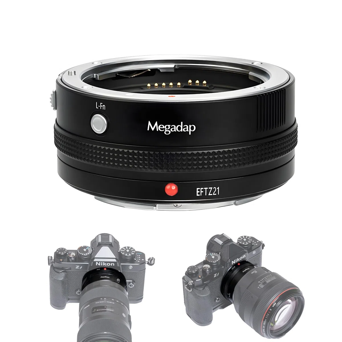 Megadap EFTZ21 Autofokus-Objektiv-Adapter mit integrierter elektronischer Blende – Kompatibel mit Nikon Z-Kameras ZR/Zf/Z6III/Z9/Z8/Z7/Z6 & für Canon/Sigma/Tamron EF-Serie-Objektive