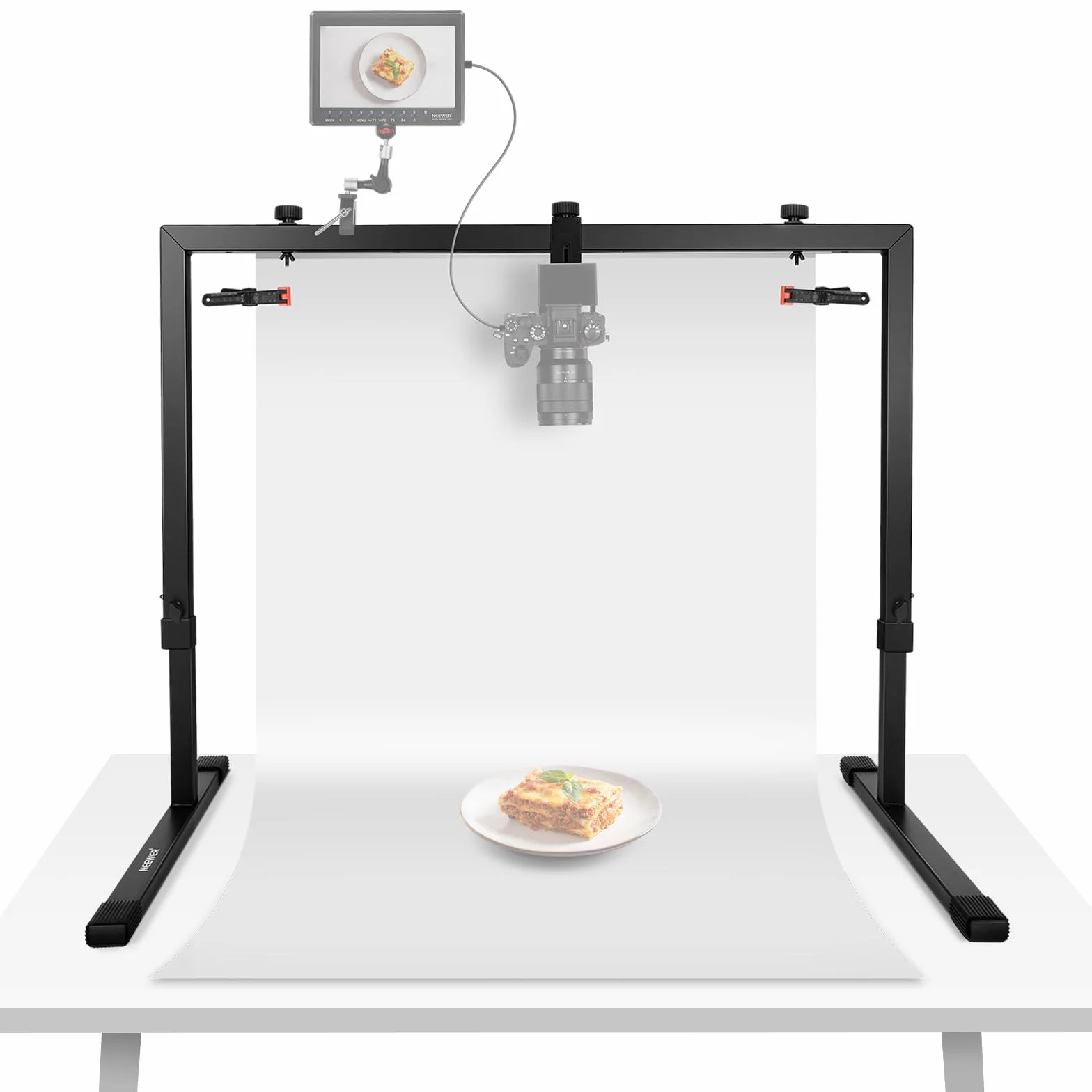 NEEWER Überkopf Kamerahalterung für Aufnahmen von Oben nach unten, Tischplatte aus Stahl,mehrfache Halterungsplattform für Flatlay Fotografie Licht Kochen Zeichnen Handwerk, für Tische≥1m Länge ST100