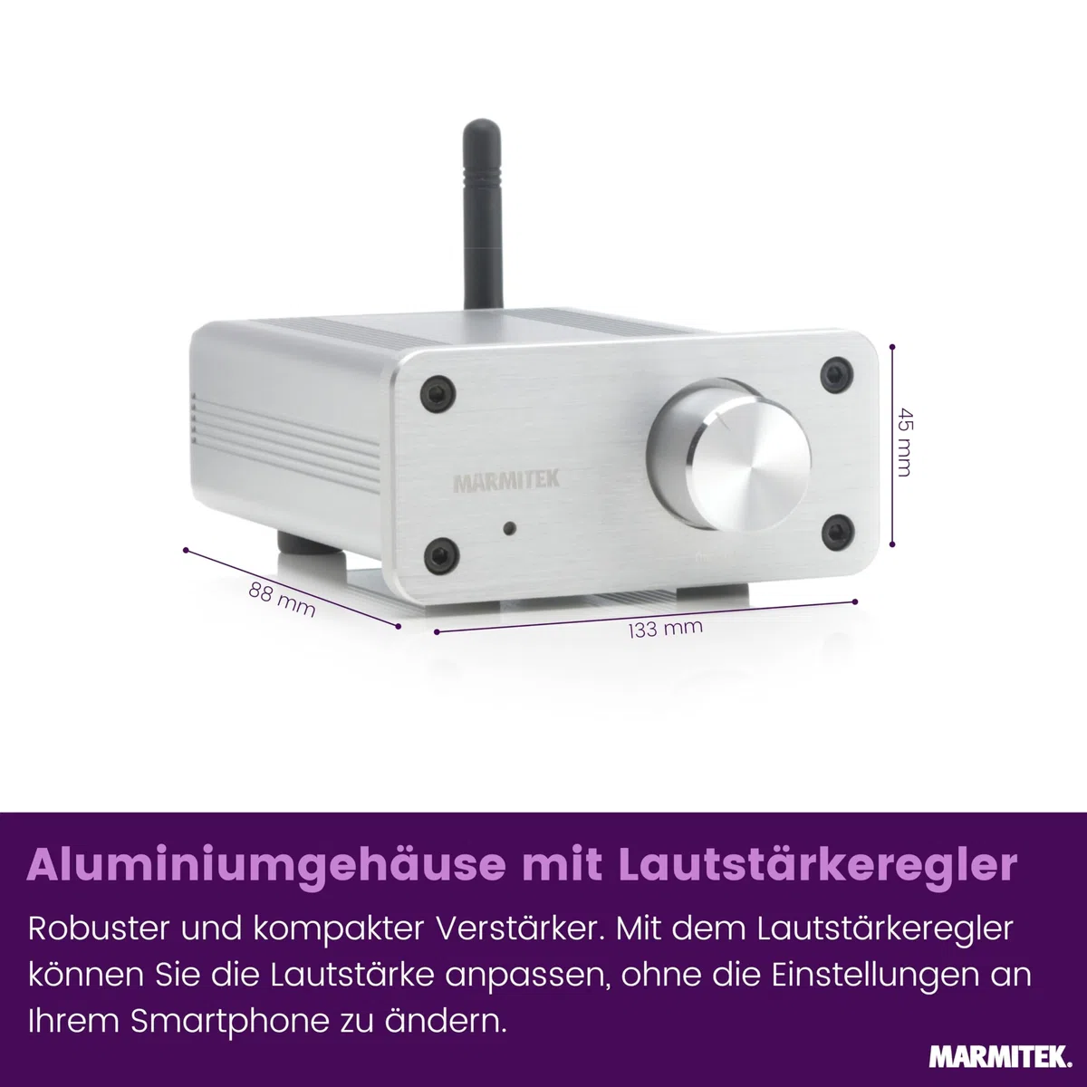 Marmitek BoomBoom 460 - Bluetooth Empfänger mit digitalem Verstärker - Bluetooth Audio Receiver aptX und AUX Eingang - für passive Lautsprecher - Stereo Mini Verstärker | Bluetooth Audio Receiver mit aptX und AUX Eingang für passive Lautsprecher, Stereo M