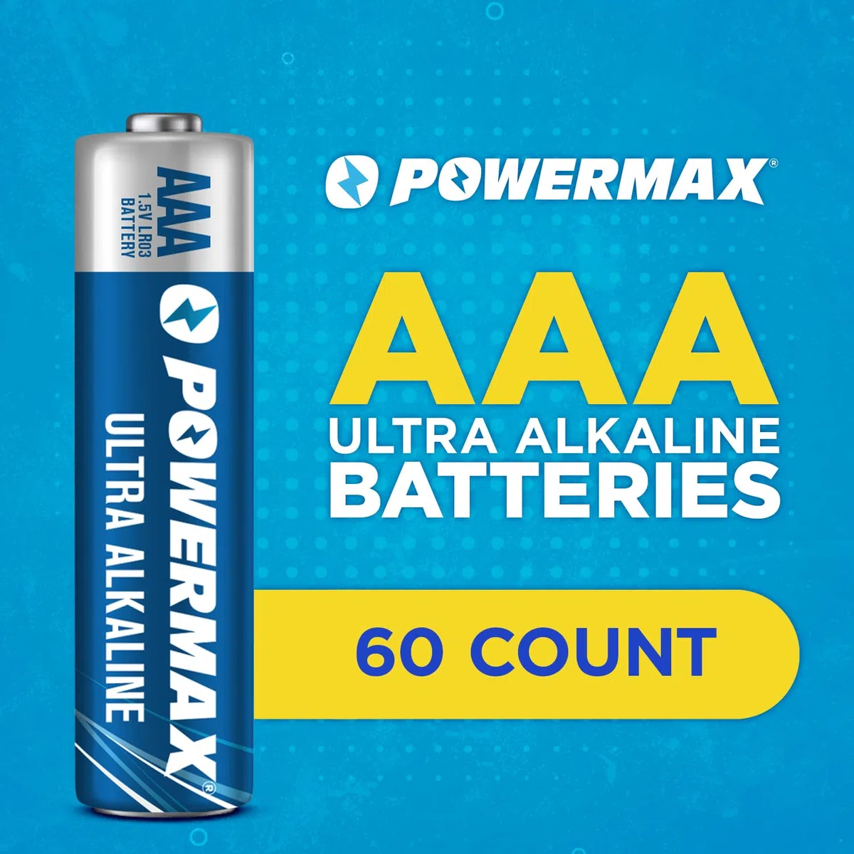 Powermax 60 AAA-Batterien, langlebige Alkalibatterie, 10 Jahre Lebensdauer, recycelbare Verpackung