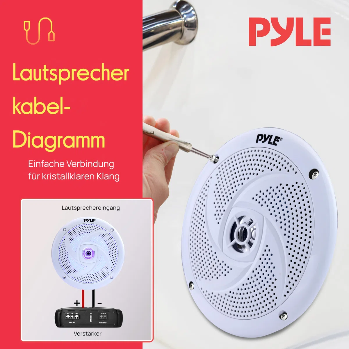 Pyle Slim Outdoor Lautsprecher Box – wasserdichte Box Outdoor Speaker – Outdoor Musikanlage mit LED-Lichtern Schmal 2-Wege Lautsprecher Passiv 240W als Boot & Auto & Lautsprecher, Aufbaulautsprecher