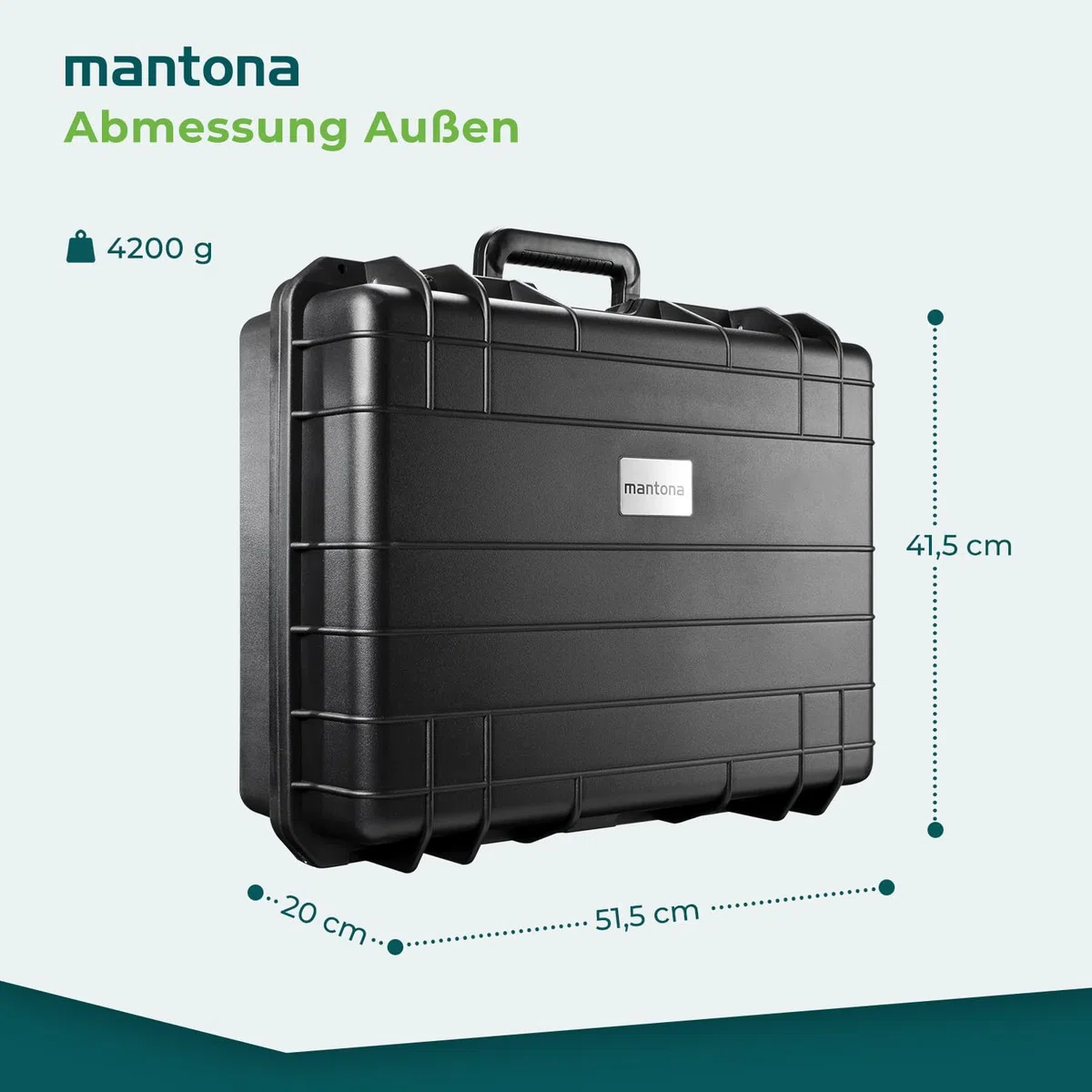 Mantona Outdoor Schutzkoffer L, wasserdichter Fotokoffer 31 l , Kamerakoffer staubdicht & stoßfest, Transportkoffer mit Schaumstoffeinlagen, ideal für Kameras, Objektive & Zubehör