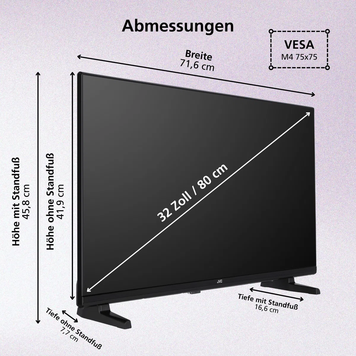 JVC LT-32VDH2555 Fernseher 32 Zoll Smart TV VIDAA HD-Ready HDR Fernseher mit 80 cm Bildschirmdiagonale und integriertem Triple-Tuner, LED TV (2026)