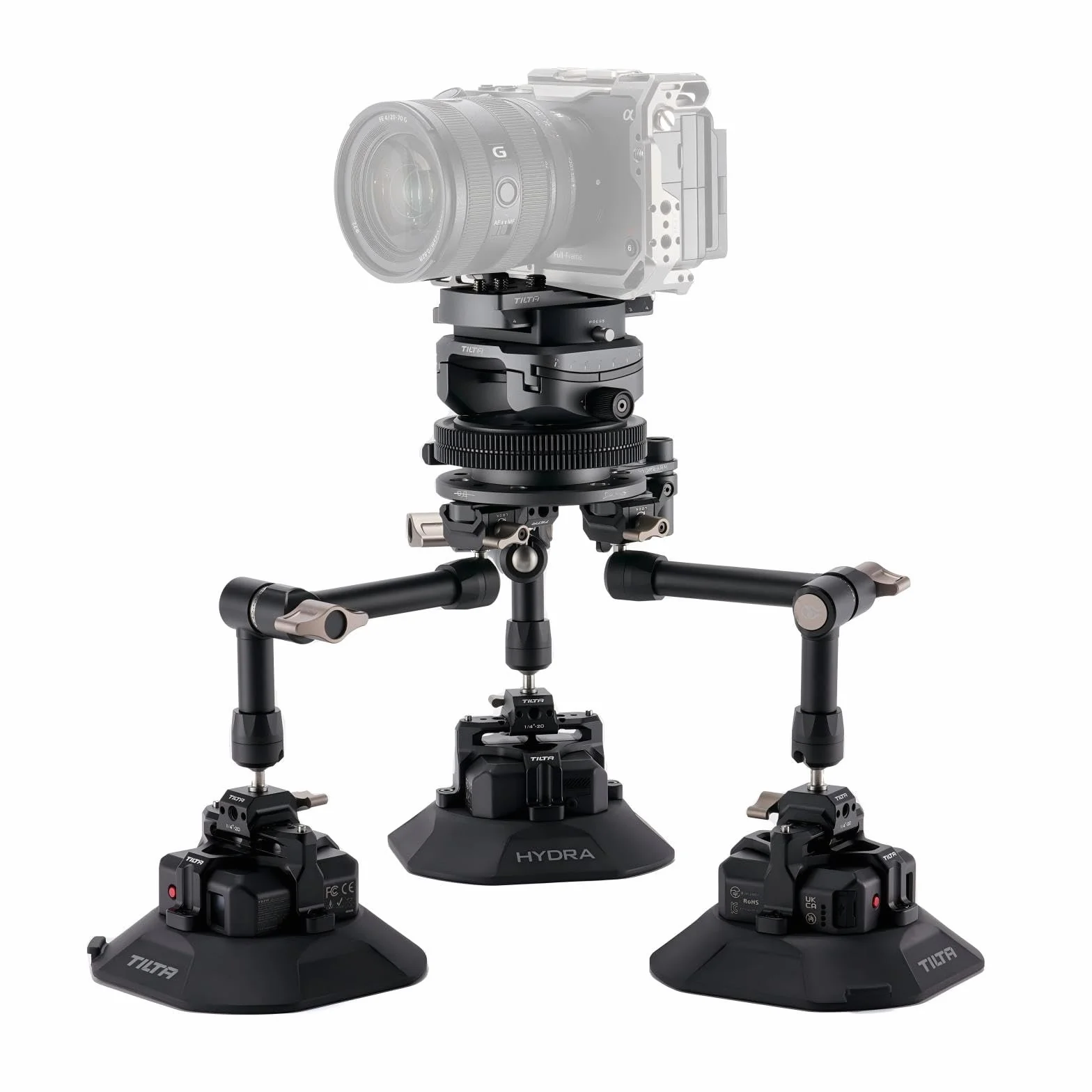 Tilta Hydra x Dan Ming Speed Pan System Pro Kit, Auto-Montagesystem mit Mini-Neigekopf, 4,5″ Elektronische Saugnäpfe - Schwarz HDA-T19-B