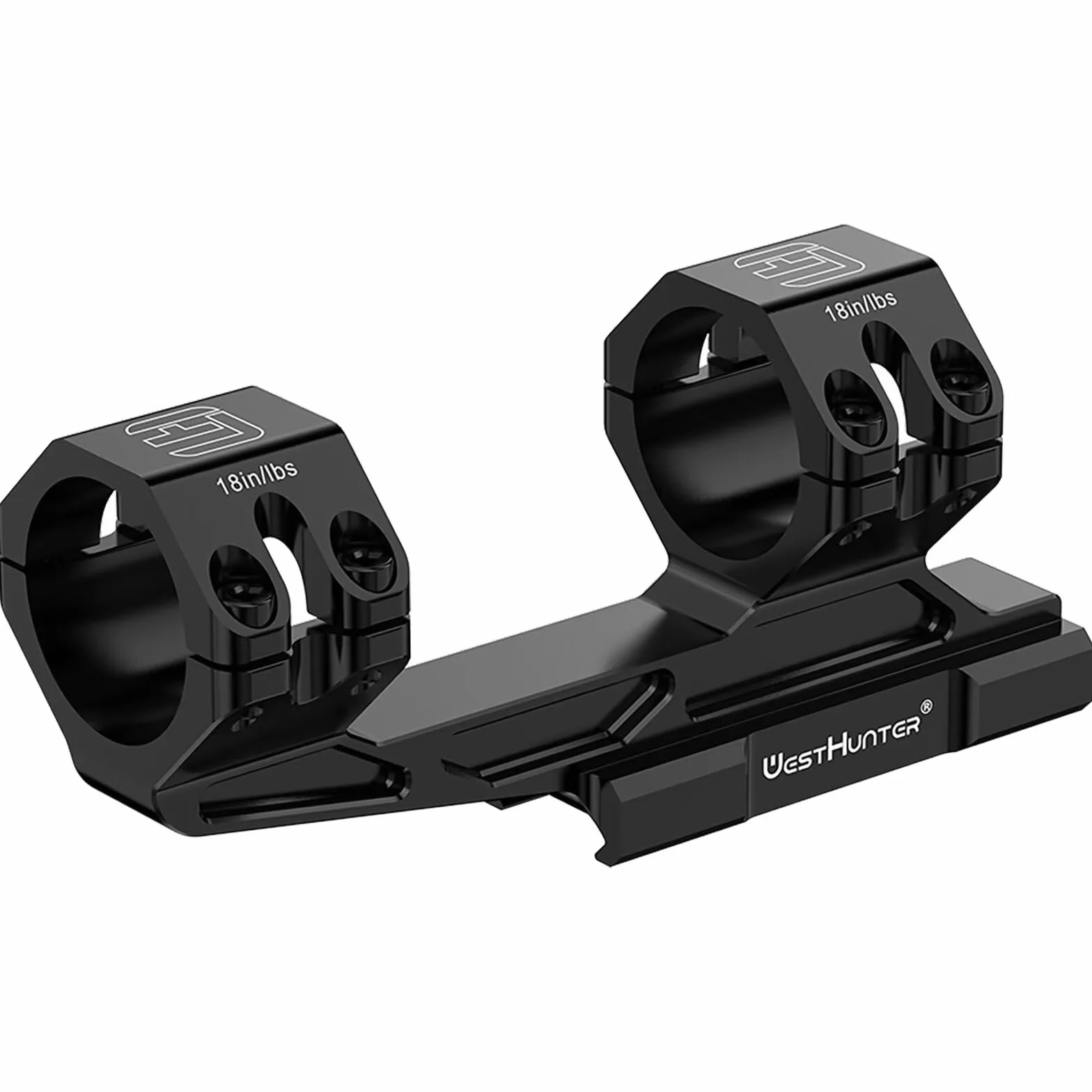WestHunter Optics Präzisions-Cantilever-Picatinny-Montage für Zielfernrohre, 30mm/34mm Rohrdurchmesser, Versetzte Doppelte Ringe, Leichter Einteiliger Zielfernrohr Montage - Libelle | Basismodell