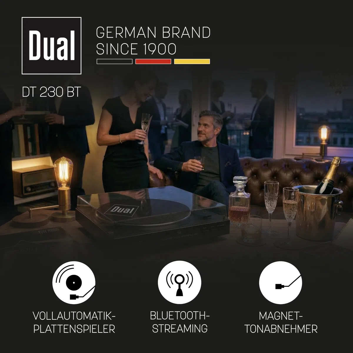 Dual DT 230 BT, Bluetooth, Vollautomatik, Autostop, Bluetooth, eingebauter umschaltbarer Entzerrer-Vorverstärker
