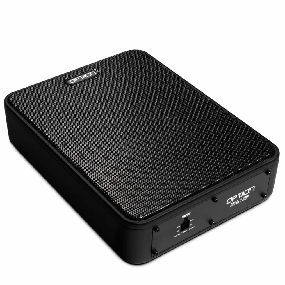 Option DRIVE7.6UP Passiv-Subwoofer - Kompakter Untersitz-Subwoofer extrem flach, 100 Watt RMS, 4 Ohm