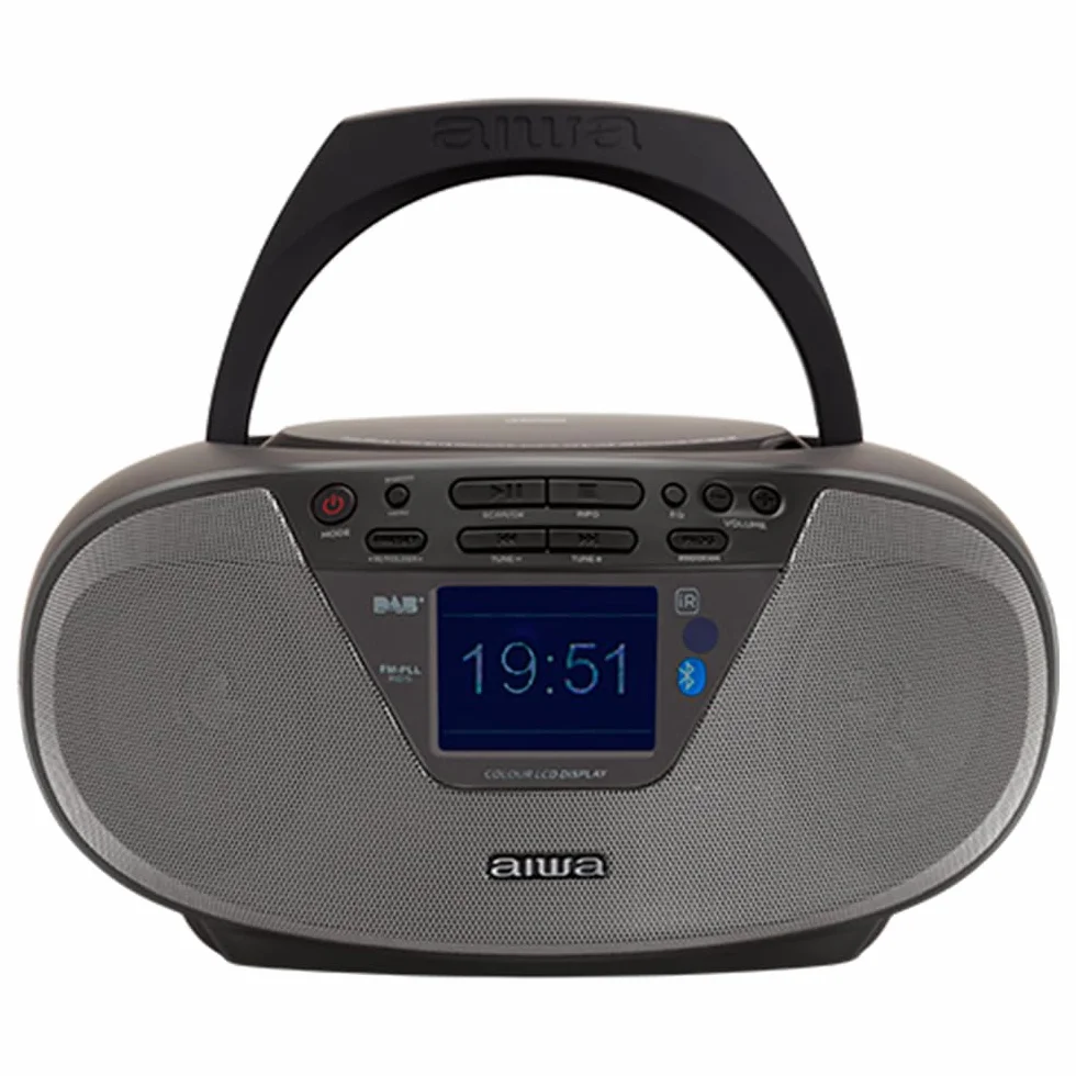 Aiwa BBTU-500DAB/BK Tragbares DAB+ CD-Radio mit 2.4" Farbdisplay Bluetooth 5.0, USB, CD/CDR/RW/MP3, Dab+, Farbe: schwarz