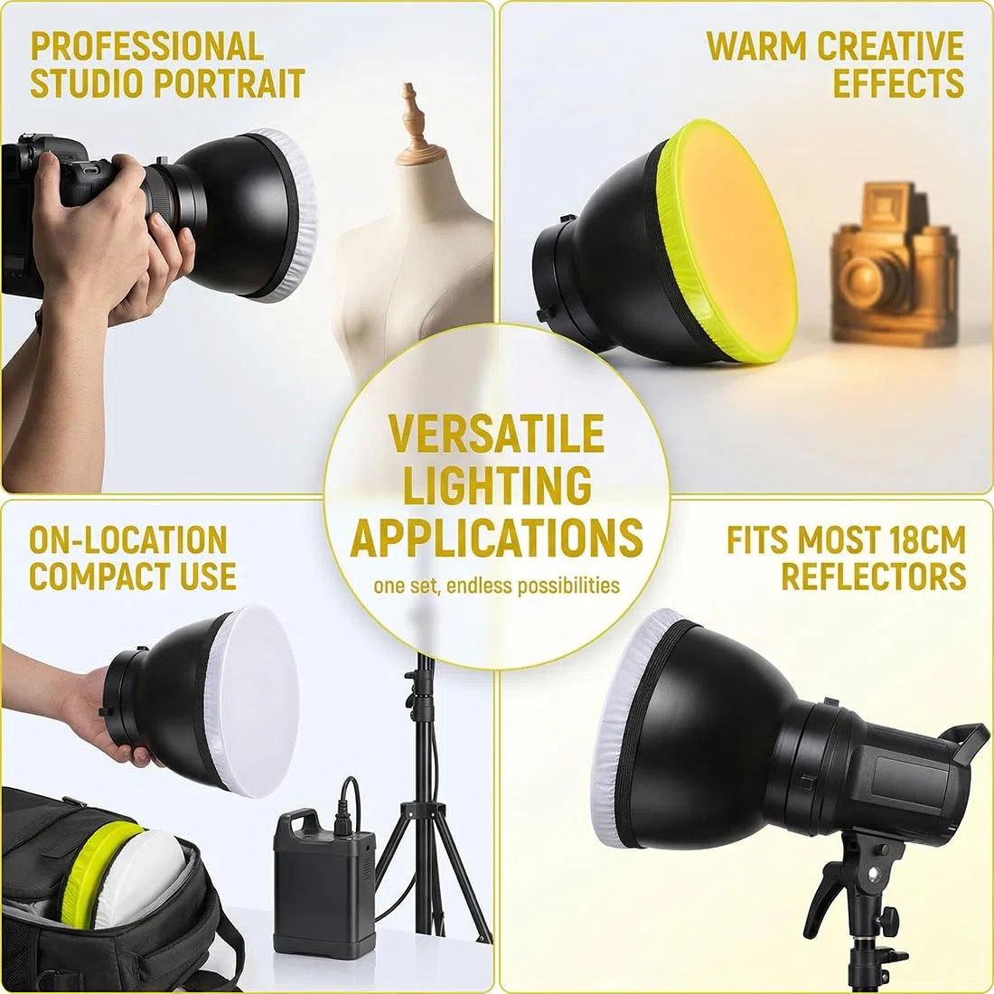 2 Stück Led Diffusor 18Cm Softbox Diffusor Schirm Reflektor Für Studioblitz Lichtzelt Videoaufnahmen Weiß Gelb Stoff