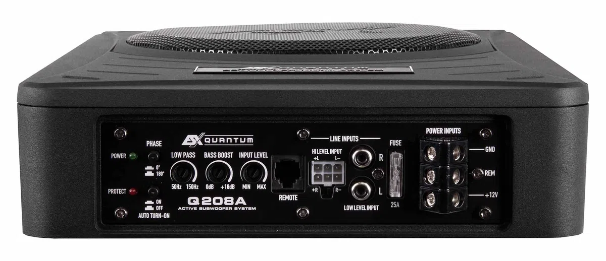 ESX Q208A - Aktiver 20 cm Untersitz-Subwoofer Bass inkl. eingebautem Verstärker
