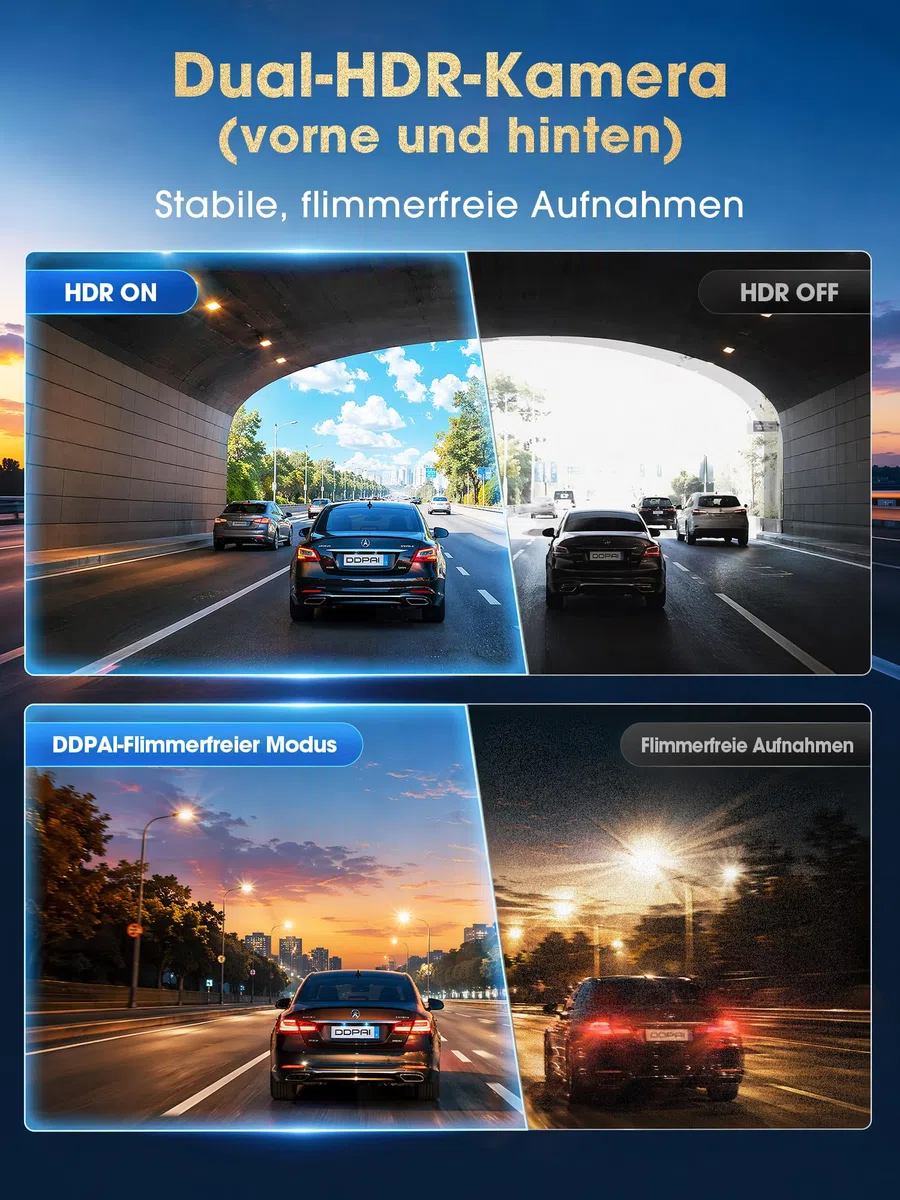 DDPAI Z60 Master, 4K+2K Dashcam Auto Vorne Hinten, STARVIS2 IMX678, Dual HDR Dash Cam, Gratis 64GB Karte, 5G WiFi6, 2K/60FPS, GPS, 3" IPS, AI ISP Night Vision, 24 Stunden Parkmodus, ADAS, 4G Verfügbar