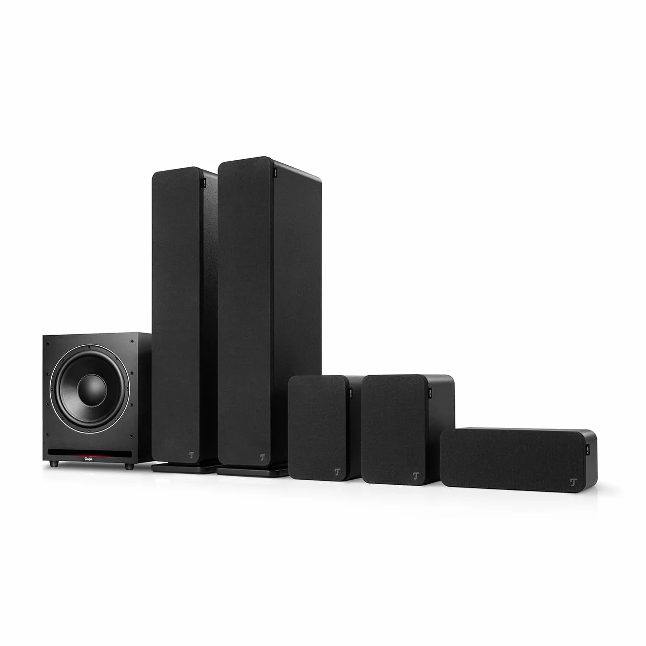 Teufel Ultima 40 Surround Power Edition 5.1-Set - Heimkino Lautsprecher 5.1 Soundanlage mit riesigem Subwoofer (optional kabellos ansteuerbar), Bassreflex, 3-Wege-System - schwarz
