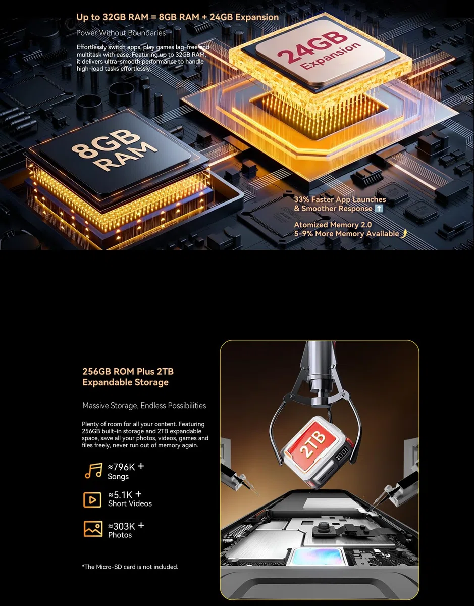 Blackview BL7000 PRO 5G Outdoor Smartphone ohne Vertrag, 32GB+256GB, 50MP AI Kamera, 3 AI-Modelle, 6,78 Zoll 2.4K Display, 7500mAh Akku, IP68 Android 16 Robustes-Handy Dual SIM NFC GPS, Orange