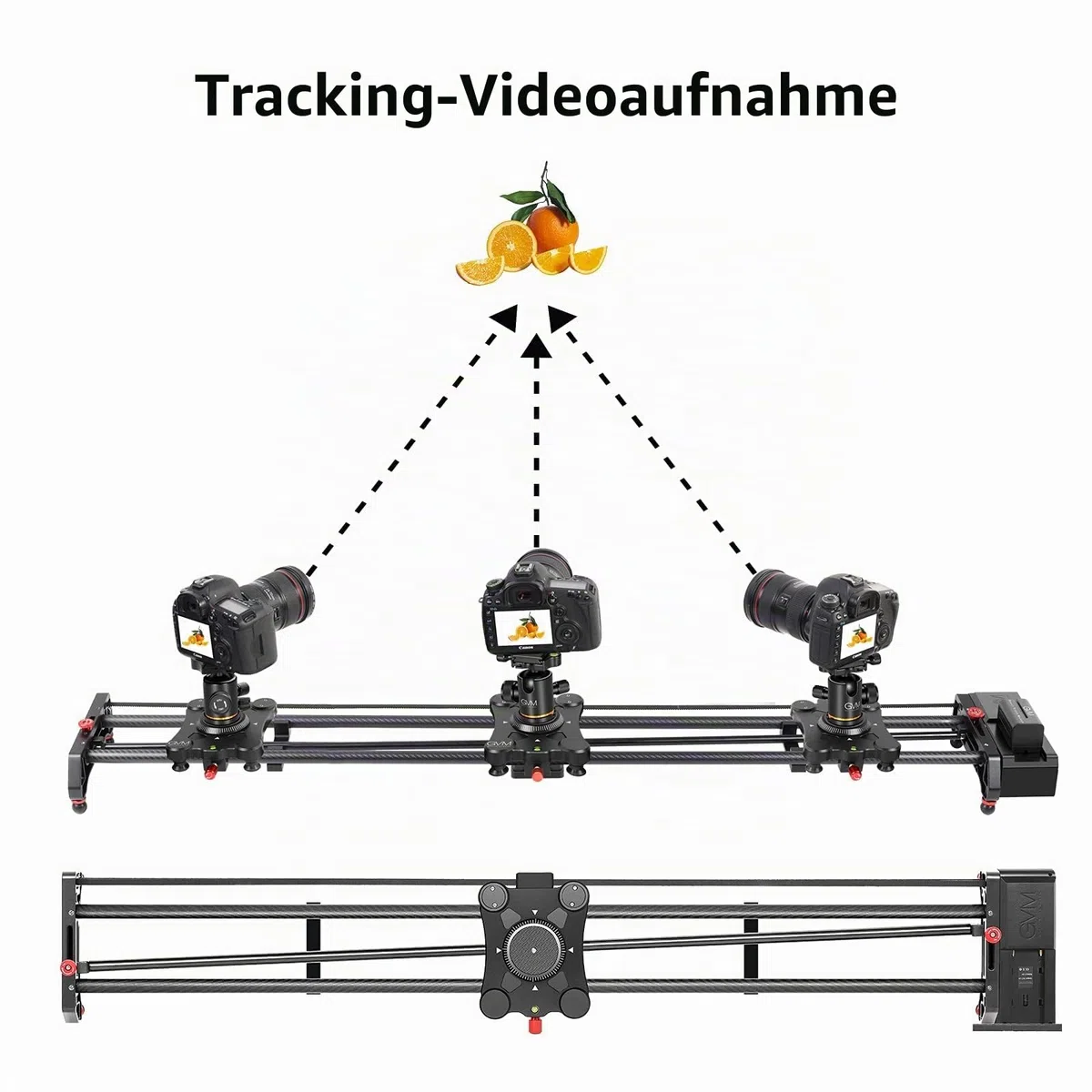 GVM Kamera Slider Motorisierter, 120cm Kamera Slider Dolly Rail mit APP Steuerung, motorisiertem Zeitraffer und Videoaufnahme Follow Focus Shot und 120-Grad-Panoramaaufnahmen, Video Schiebeschiene
