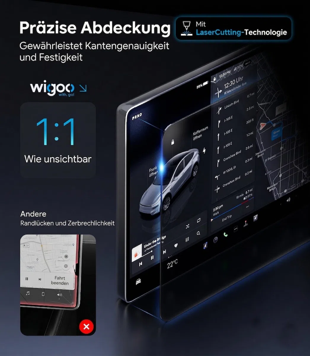 Wigo 2026 Tesla Model Y Juniper (Premium & Performance) Displayschutzfolie matt [Blendfrei & Fingerabdruck-resistent] – Tesla Model Y Juniper 2026 Zubehör, 16-Zoll-Schutzglas mit Ausrichtungshilfe