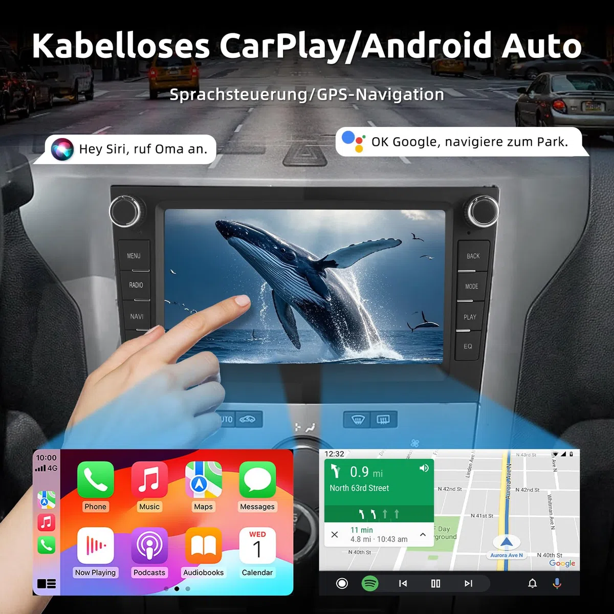 ESSGOO True 4+64G Drahtloses Autoradio mit Android Auto und CarPlay Für Vauxhall Opel Corsa C/D Zafira B Astra G/H Meriva Signum Combo, 7 Zoll Bluetooth Car Radio mit FM RDS GPS WiFi Rückfahrkameras