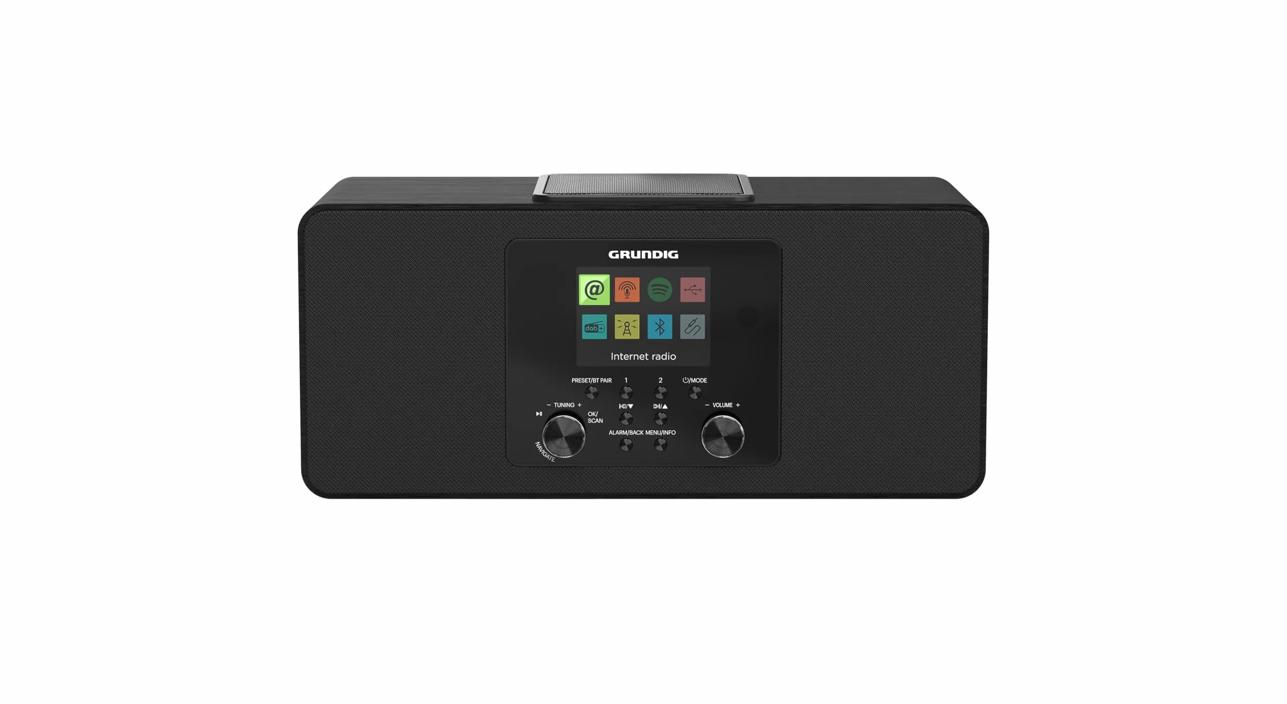 Grundig DTR 6100 2.1 DAB+ Web B All-In-One Internet- und Digitalradio, FM, 2.1 Radio mit Subwoofer, 28 W RMS, USB, Spotify Connect, Alarmfunktion, Einschlafautomatik, Farbdisplay, Schwarz