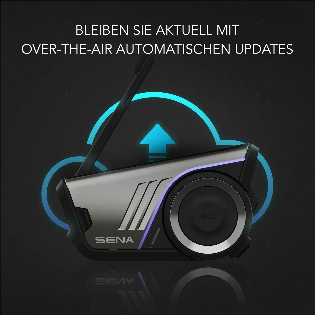 Sena 60S Motorrad-Kommunikationssystem Mesh 3.0, Wave, Bluetooth Intercom, IPX7 wasserdicht, 24 Std. Akku, 2 km Reichweite, Sound von Harman Kardon 2. Generation Helm-Kommunikationssystem