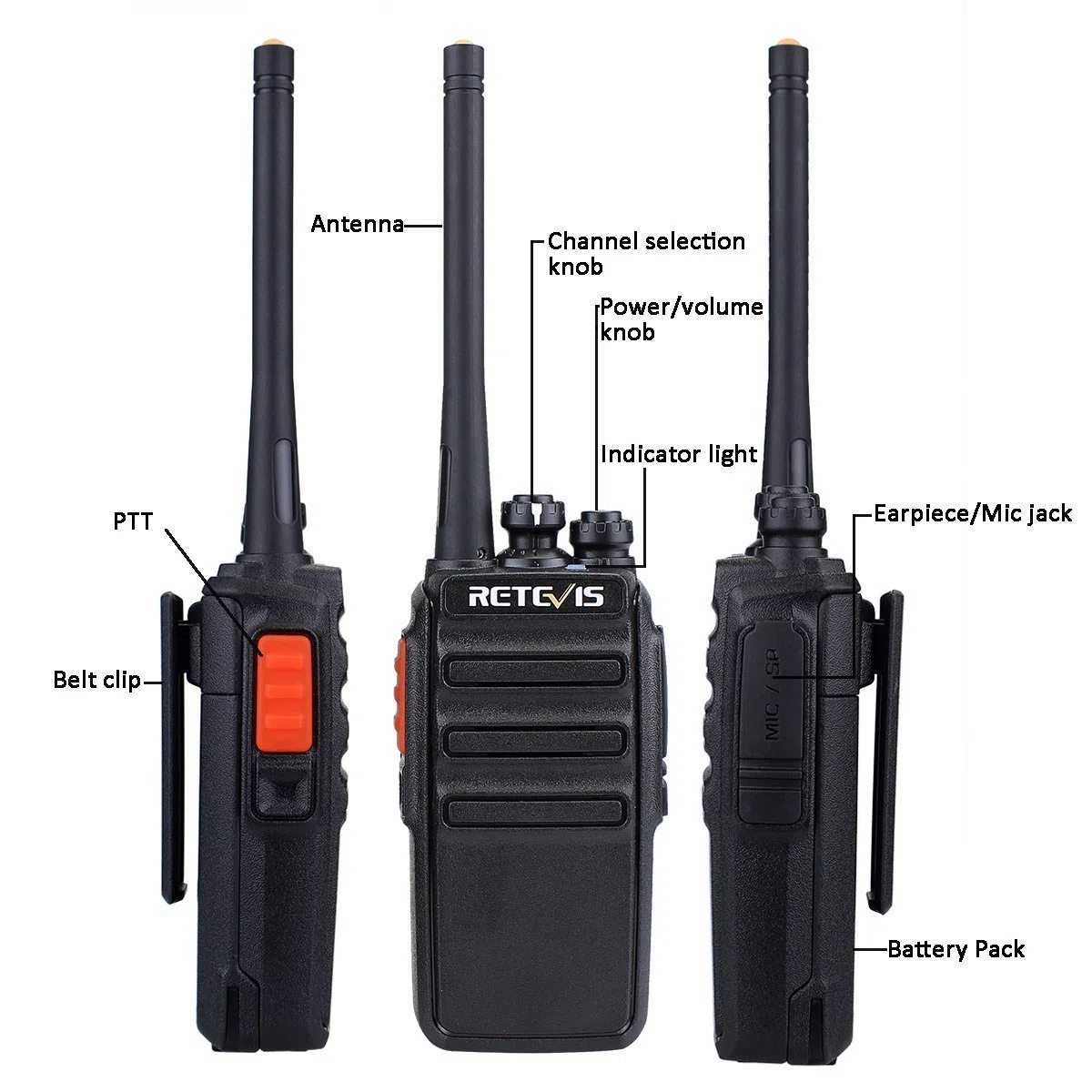 Retevis RT24 Plus Funkgeräte Professionell, PMR Walkie-Talkie Erwachsene Aufladbar, 16 Kanäle VOX CTCSS&DCS, Funksysteme mit Headset, Walki Talki 6er Set für Schule und Gewerbe (6 STK, Schwarz)
