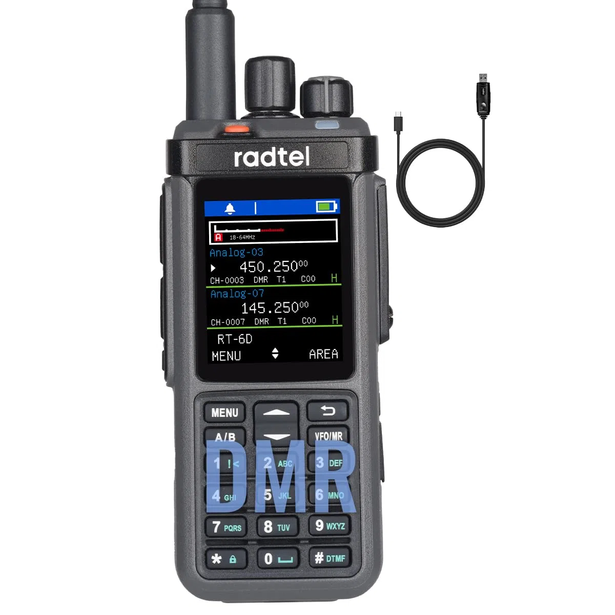 Radtel RT-6D DMR-Radio, 500.000 Kontakte, Dualband-Walkie-Talkie, Dual-Zeitschlitz, Zweiwegeradio, Stufe 1+2, Amateurfunk, 1024 Kanäle