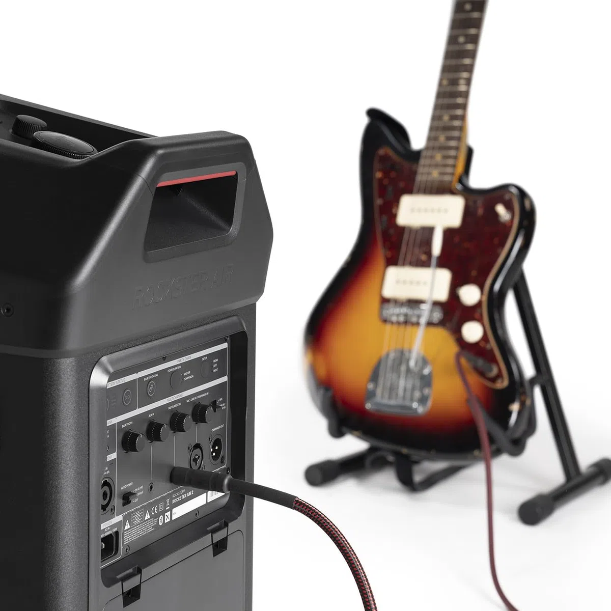 Teufel ROCKSTER AIR 2 Tragbarer Bluetooth-Speaker Mobiler Event Speaker | Leistungsstark, bis 58 Std. Akku, Wechselbarer Akku, Powerbank Funktion, Instrumentenanschlüsse, DJ, Mikro,Stativ - Schwarz