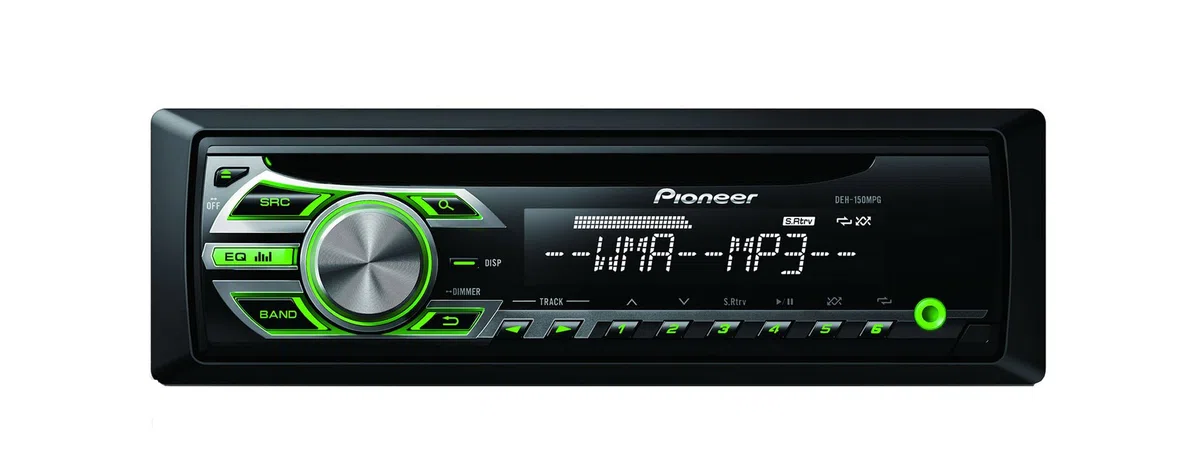 Pioneer DEH-150MPG CD-Tuner, Front AUX-IN, 4X 50 Watt, Displaybeleuchtung weiß, Tastaturbeleuchtung grün, MOSFET-Verstärker, 5-Band Graphic Equalizer