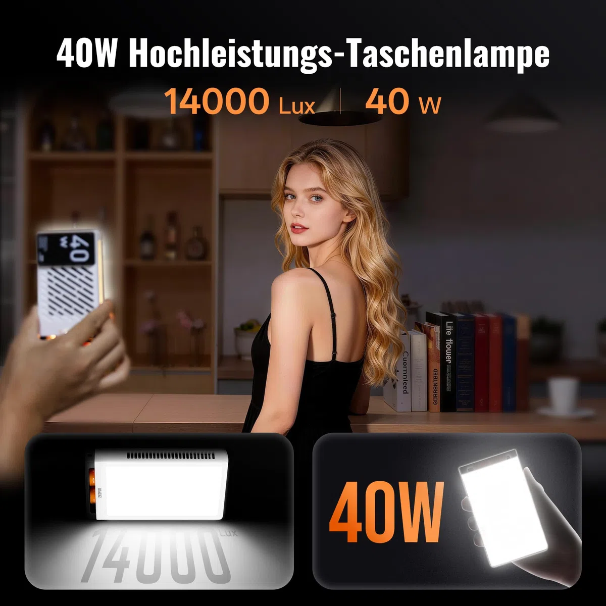 ZHIYUN FIVERAY M40 LED Videoleuchte [Official], 40W Videolicht mit 14000 Lux und 2700-6200K, CRI 96+, 320g Tragbares Video/Foto/Kamera/Streaming Licht für YouTube TikTok, mit 176 LED