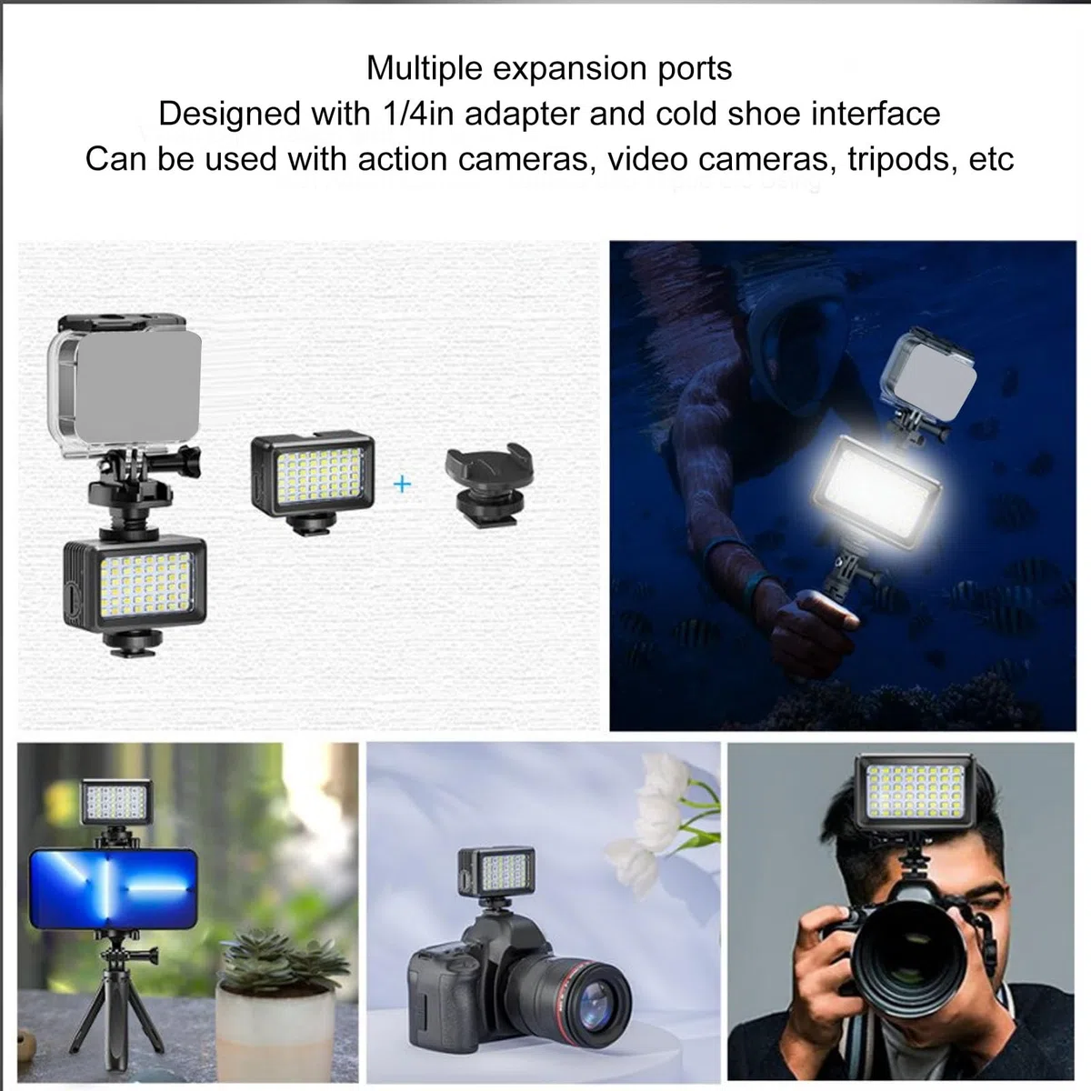 LED-Kameraleuchte, 40 M, Wasserdicht, 2700 K Bis 5600 K, Unterwasserbeleuchtung, Tauchleuchte, Tragbare Tauch-LED-Videoleuchte für Action-Kamera