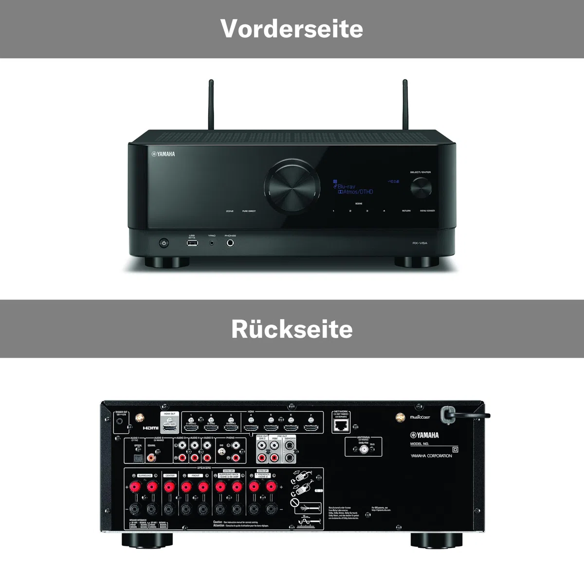 Yamaha AV-Receiver RX-V6A schwarz – Netzwerk-Receiver mit Dolby Atmos Height Virtualizer, Gaming spezifischen Funktionen und Voice Control Systemen – Allround-Talent mit 7.2 Kanälen