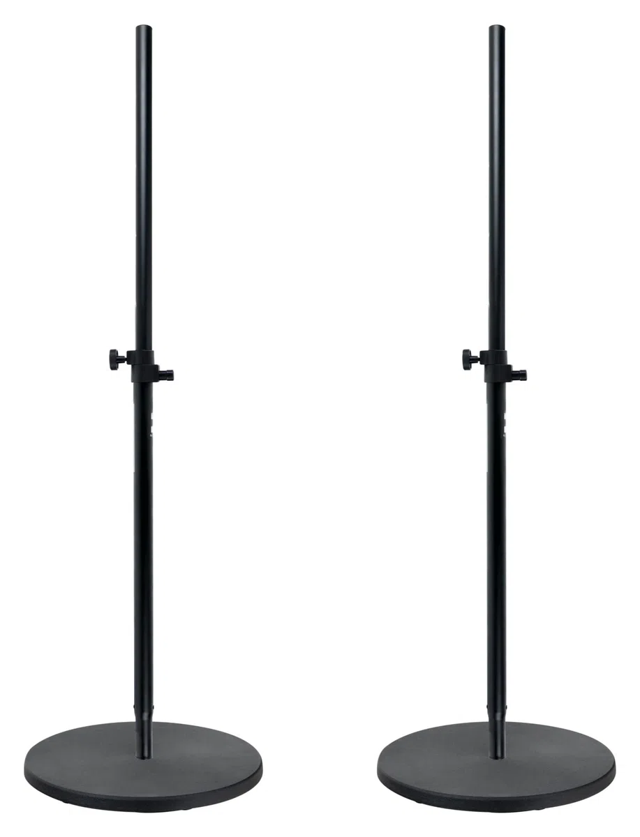 Pronomic Lautsprecherstativ 150cm mit Rundsockel 2X Set, Teller, 0 kg | Schwere Rundsockel für Lautsprecher-Distanzrohre, Mit M20-Gewinde, Aus Gusseisen, Durchmesser: 44 cm, Gewicht: je 9, 0 kg