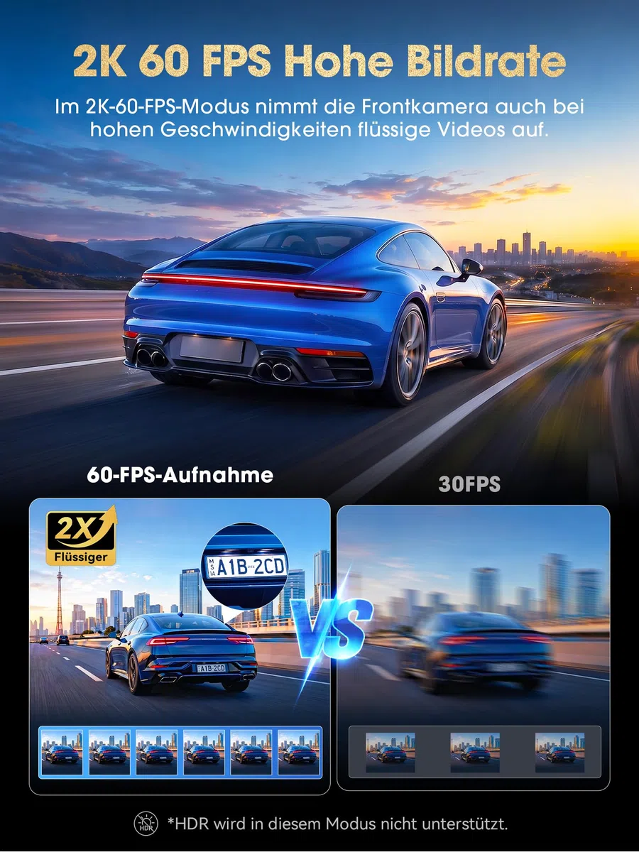 DDPAI Z60 Master, 4K+2K Dashcam Auto Vorne Hinten, STARVIS2 IMX678, Dual HDR Dash Cam, Gratis 64GB Karte, 5G WiFi6, 2K/60FPS, GPS, 3" IPS, AI ISP Night Vision, 24 Stunden Parkmodus, ADAS, 4G Verfügbar
