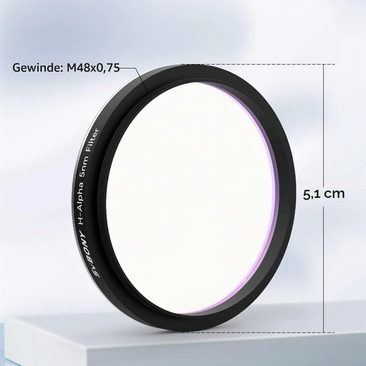 Svbony SV227 2" Teleskopfilter, H-Alpha 5nm Schmalband CCD Filter, Lichtverschmutzungsfilter Reduziert Himmelsglühen, Verbessert Kontrast und Details für Deep Sky Astrofotografie