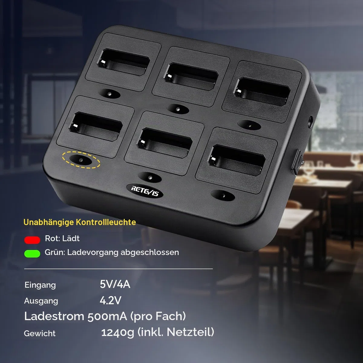 Retevis RT622 Funkgerät, Walkie Talkie Klein mit 6-Wege-Ladegerät 6 Stück | VOX, Langlebig Handfunkgerät, Klare Klangqualität, PMR446 Funkgeräte Set für Hotel, Restaurant