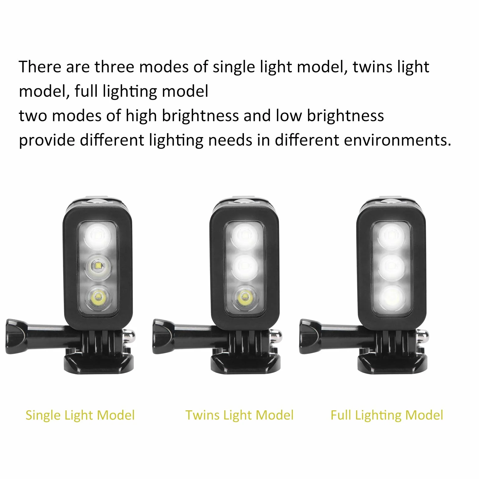 -Tauchlicht, 45 M LED-Video-Tauchfülllicht Unter Wasser für Sportkamera mit Hoher Helligkeit, Niedriger Helligkeit, Geeignet für, Yi,