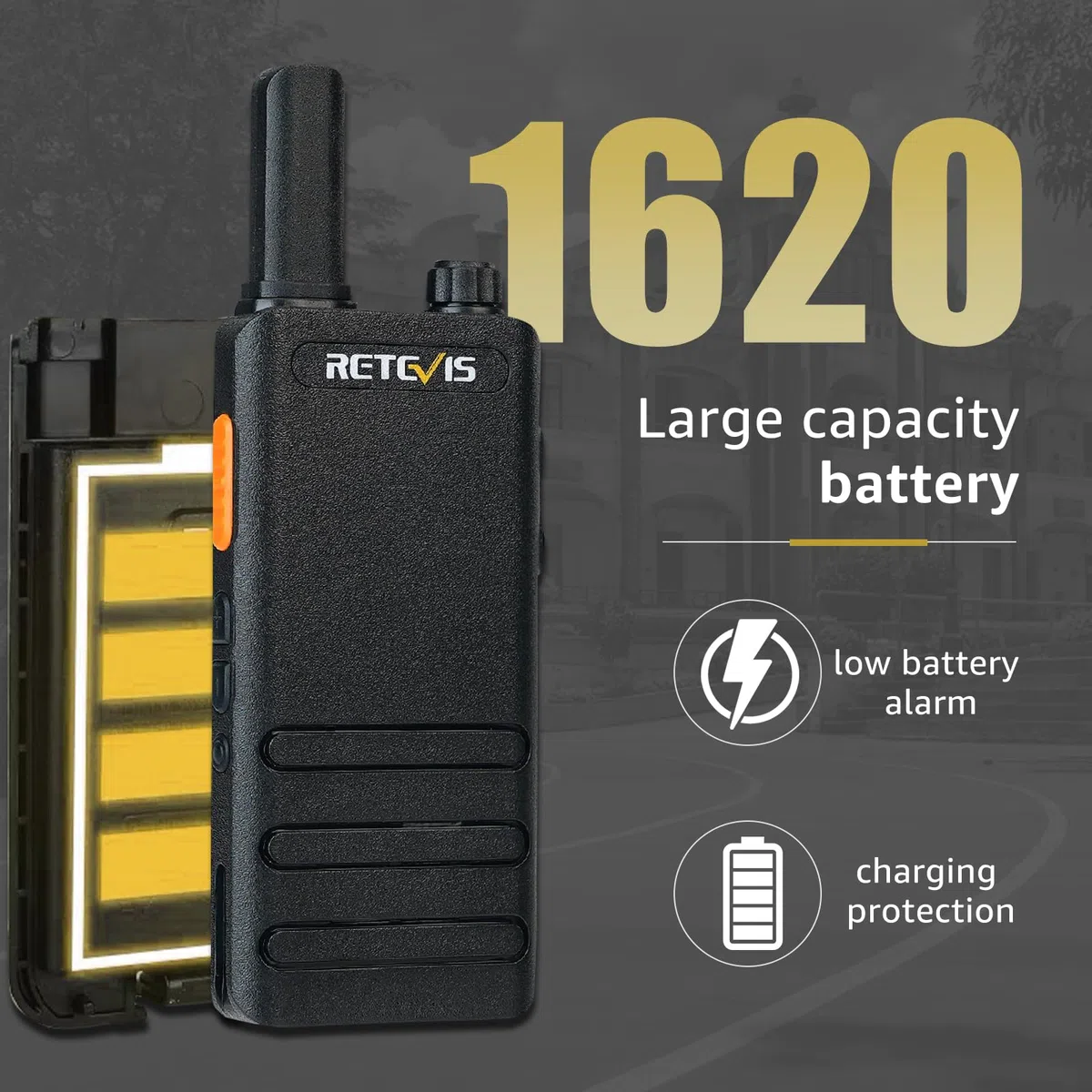 Retevis RT622P Walkie Talkies für Erwachsene, Wiederaufladbares Funkgerät mit 6-Wege-Ladegerät, 1620 mAh, 15 mm Ultradünn, VOX- PMR446 Walkie Talkie mit Ohrhörern für die Schule (6 Stück, Schwarz)