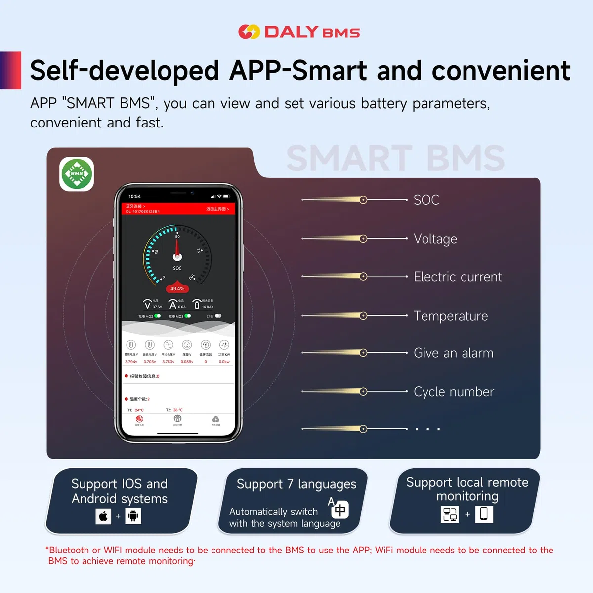 DALY Smart 3S BMS 12V 100A mit WiFi Modul und CAN 485 Kommunikationsschutzplatine für Li-ion Lithium Akkupack(3S 12V Smart BMS+RS485+CAN+WiFi Modul，100A)