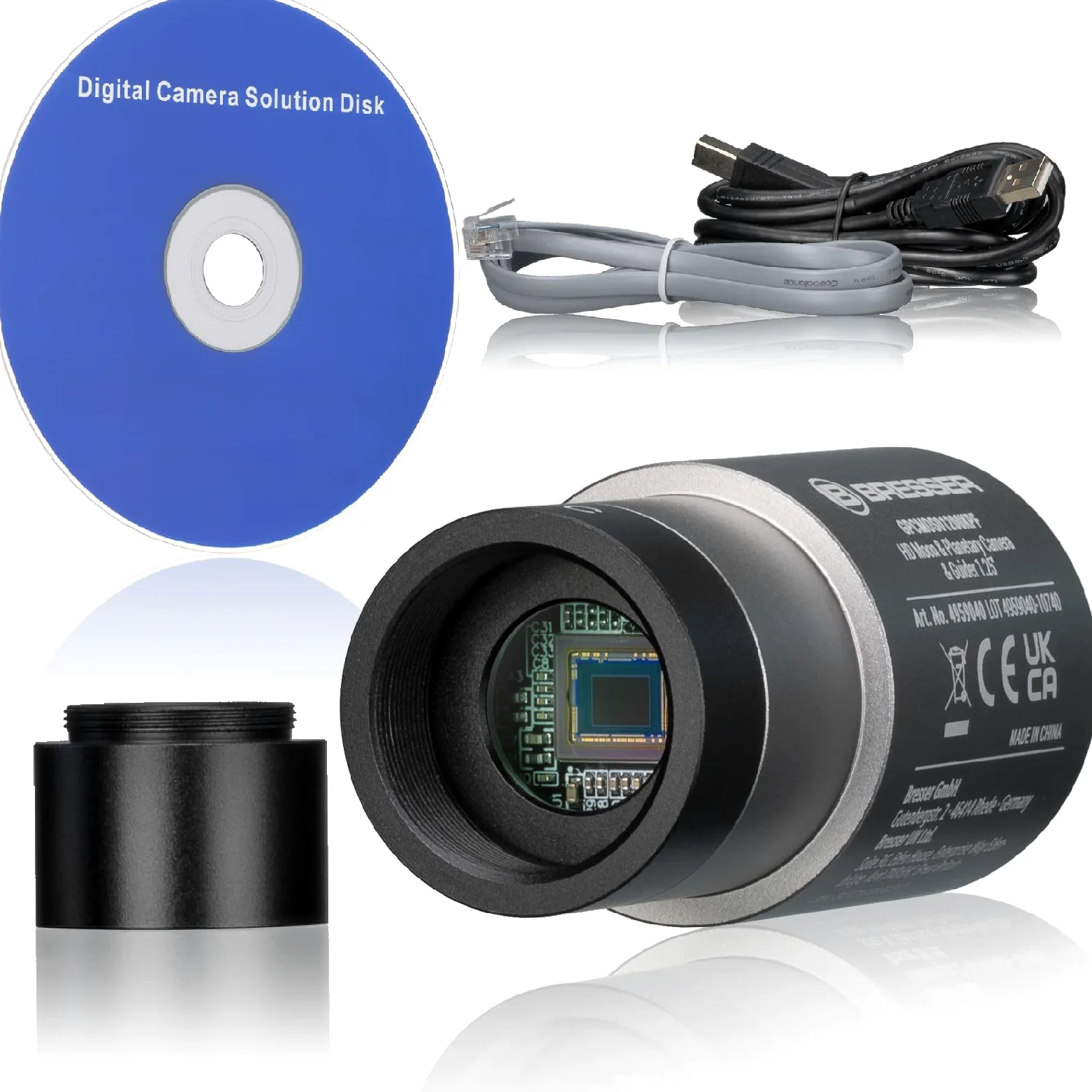 Bresser HD Mond & Planeten Kamera & Guider 1.25" - Astrofoto-Farbkamera & Autoguider für Teleskop Nachführung, Sony IMX225 Sensor