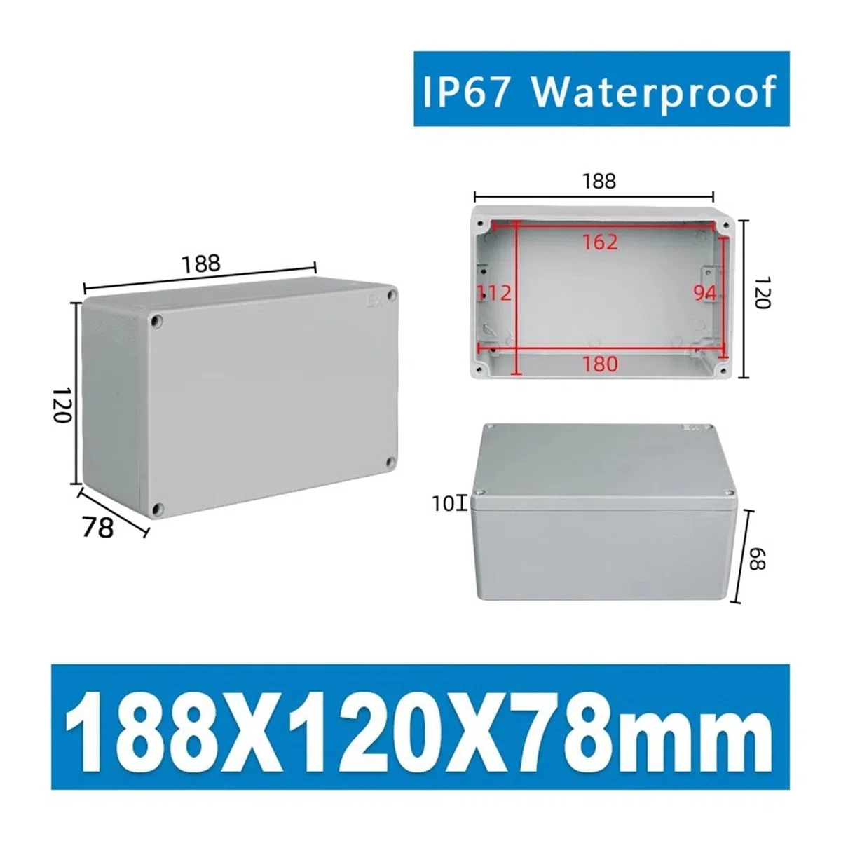Aluminiumgehäuse, IP67, wasserdicht, für den Außenbereich versiegelt